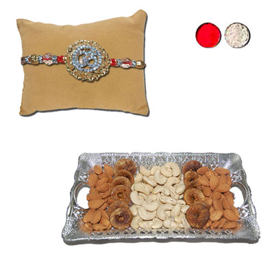 "RAKHIS -AD 4350 A (Single Rakhi) , Dryfruit Thali - code RD100 - Click here to View more details about this Product